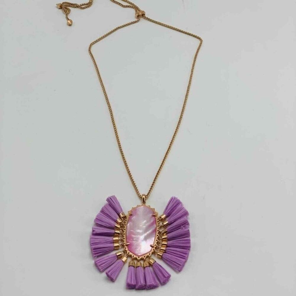 Kendra Scott Lavender Mother of Pearl Tassel Pendant Necklace Rose Gold Betsy